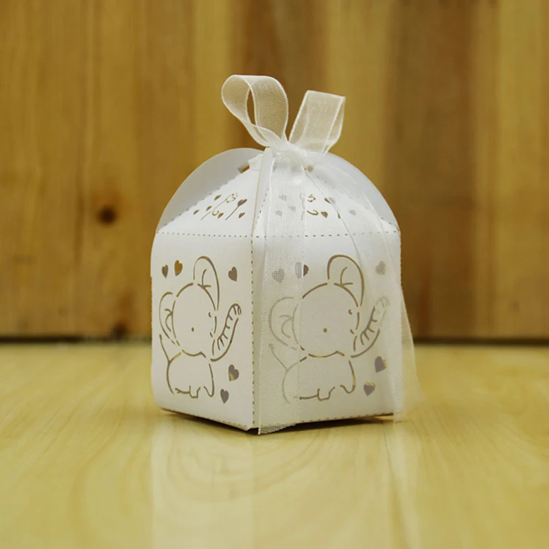 10 шт. новый слон Лазерная резка свадебный конфеты сладкая Коробки с