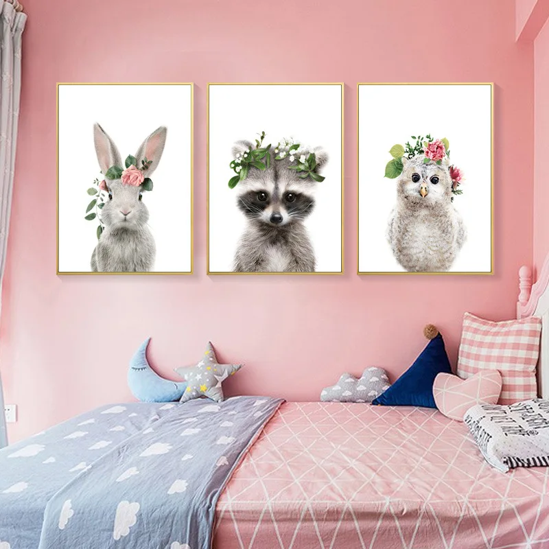 Черно белая Картина на холсте с изображением кролика и хвоста для детской