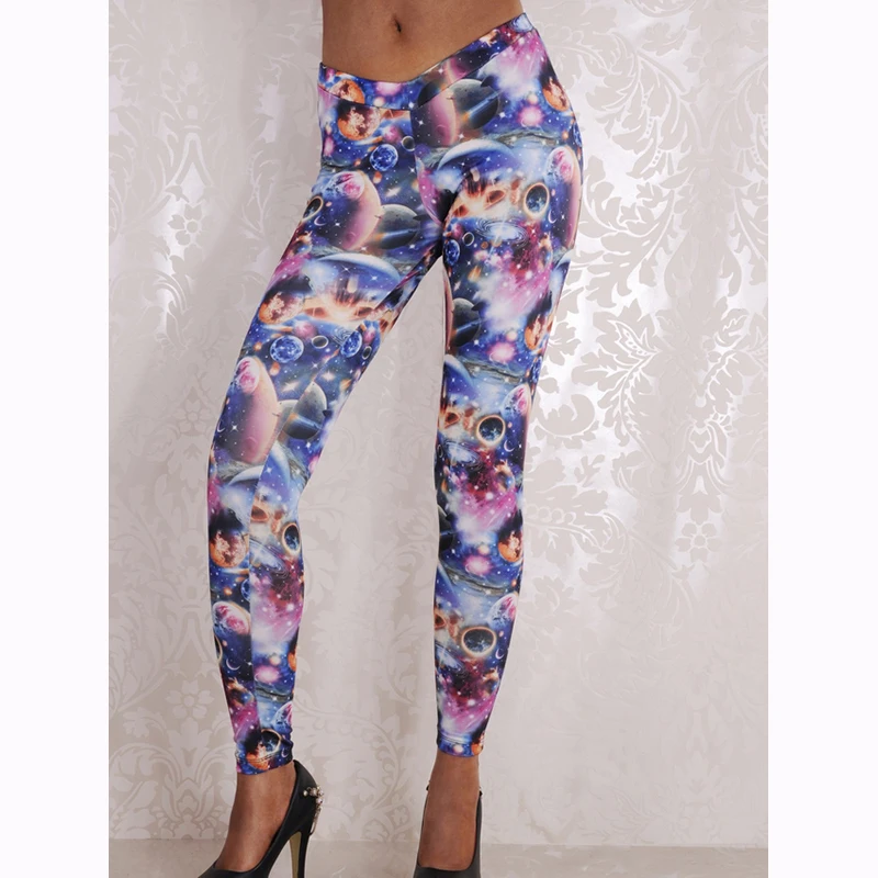 Women Fashion Summer Leggings Fitness Sexy Galaxy Vintage Workout Slim Leggings Polyester Mid Waist Push Up Leggings