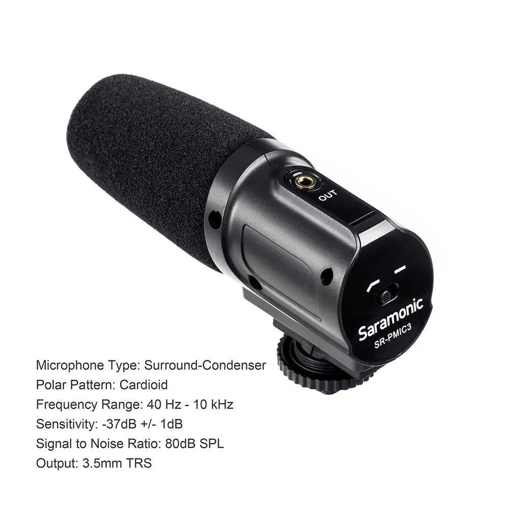 Saramonic SR PMIC3 Micr для объемной записи с встроенным ударопрочным креплением фильтром