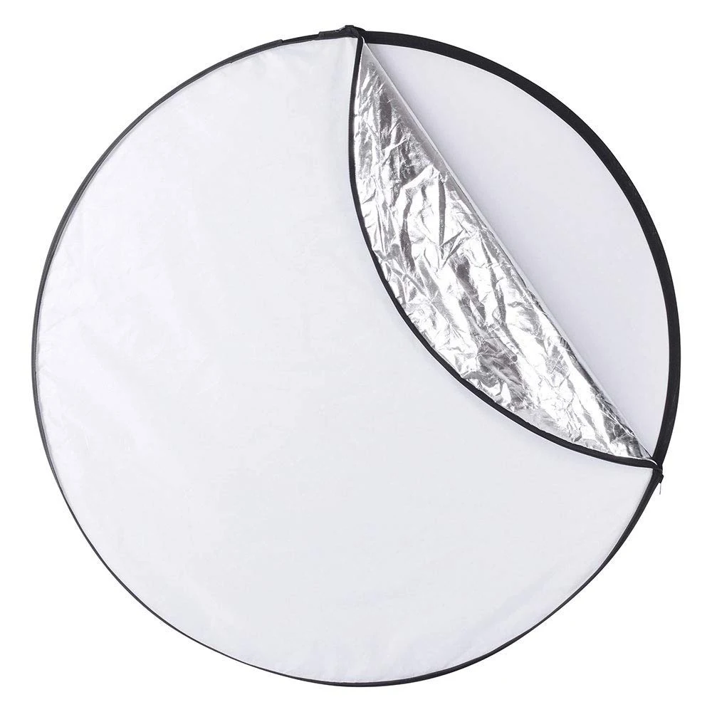 Портативный круглый серебристый черный белый отражатель 5 в 1 110 см для фотостудии