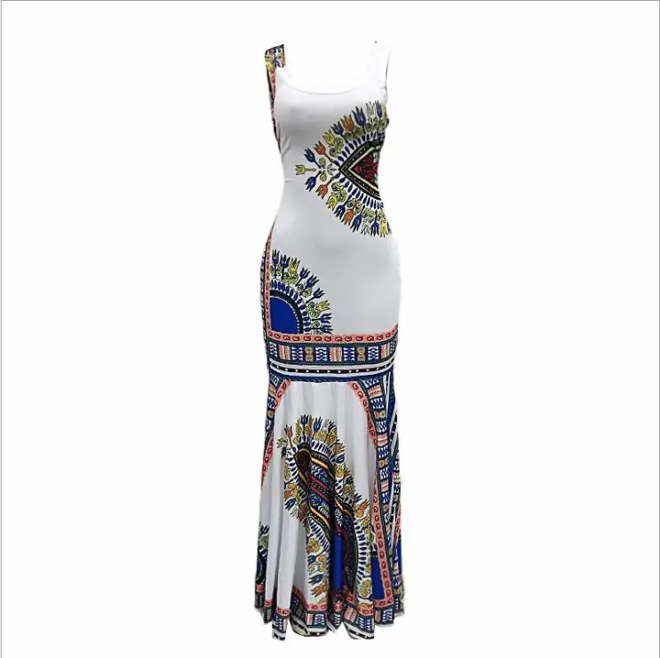 New fall/winter 2018 hot style sexy club print slim body long skirt beach sleeveless dress | Тематическая одежда и