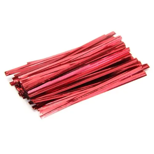 YDSC Practical 100 Pcs Red Metallic Twist Ties for Cello Candy Bags Party 8cm | Дом и сад