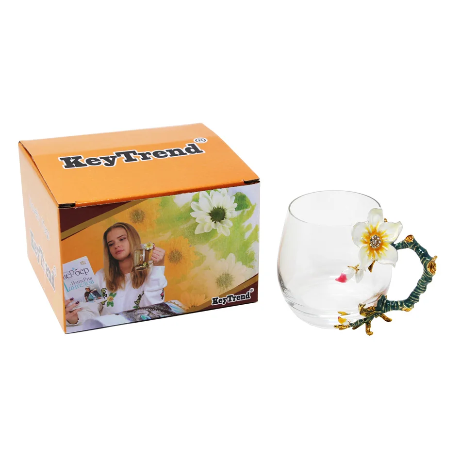 KEYTREND кофейные кружки новинка стеклянные чашки необычный цветок эмалированные