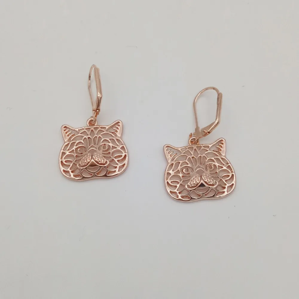 Elfin New Trendy Exotic Cat Earings Fashion Jewelry Gold Color Silver Shorthair Wild Cats Earrings For Women | Украшения и