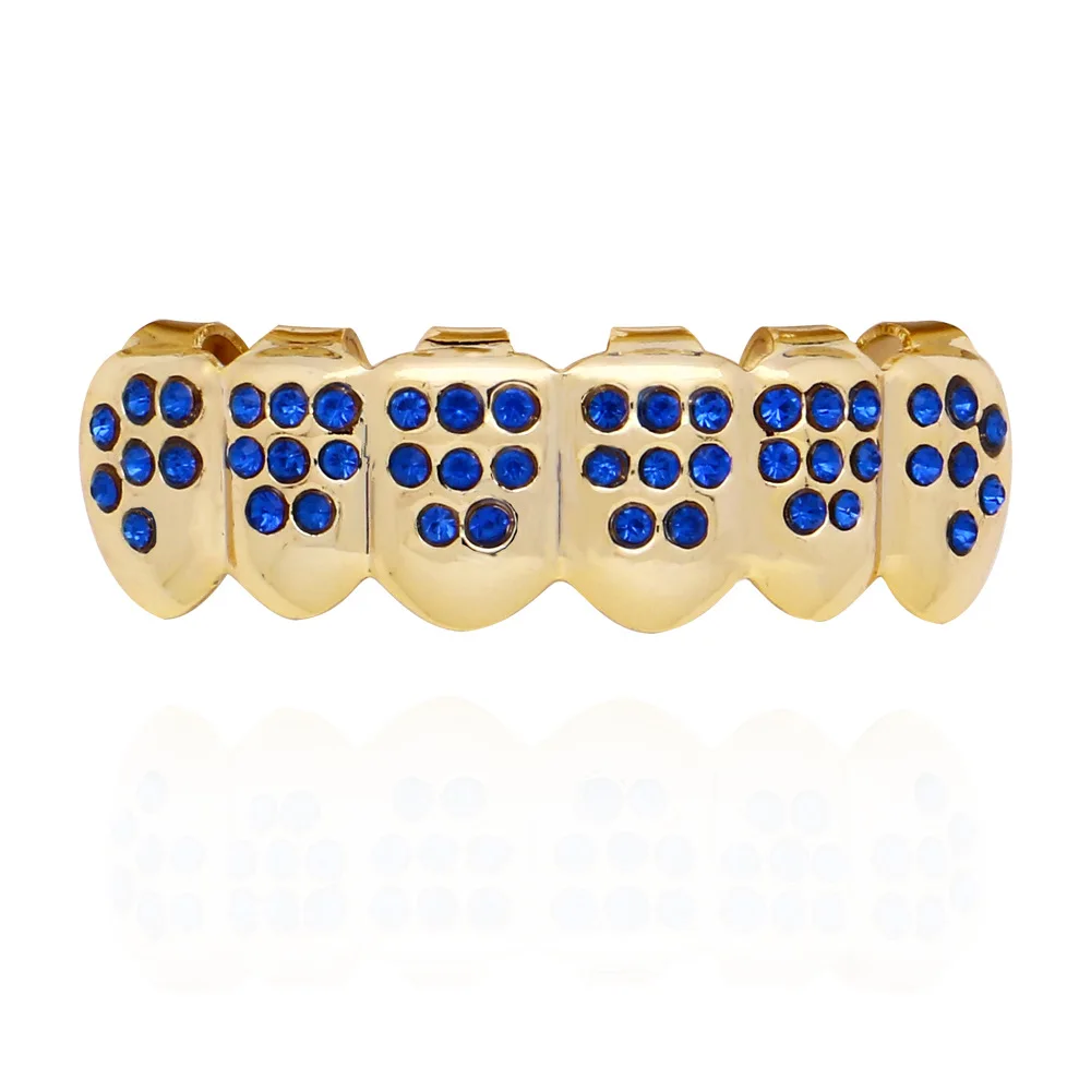 Хип-хоп Iced Out Grillz верхние и нижние зубы Grillz красочные панк золотые зубные колпачки Rapper зубные грили