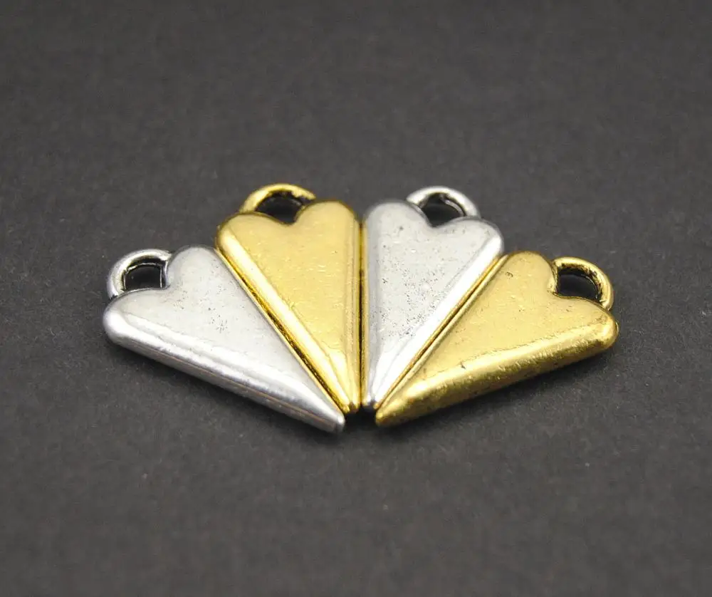 Подвеска в виде сердца из бронзы и серебра 30 шт. металлическая подвеска для