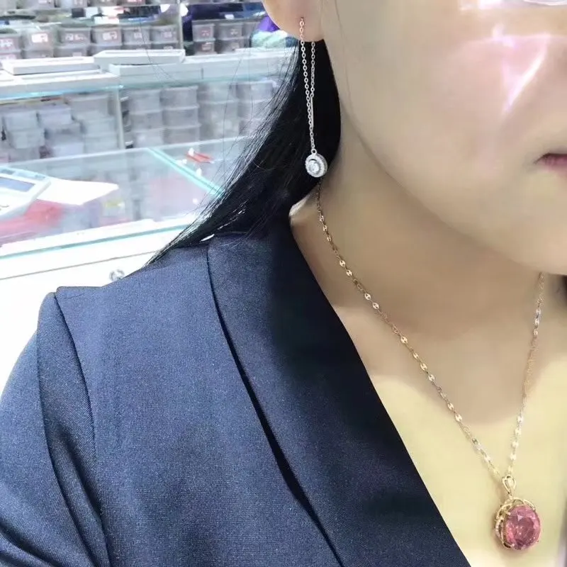 Блестящий! Женские серьги подвески с бриллиантами Moissanit серебро 925 пробы