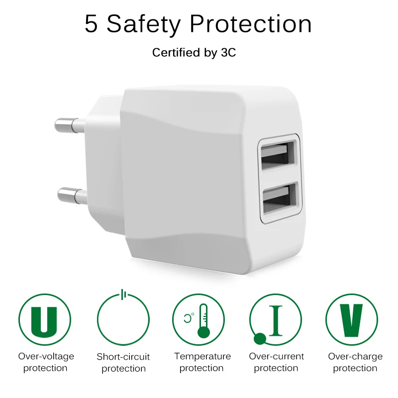 Сетевое зарядное устройство с двумя USB-портами 5 В | Мобильные телефоны и