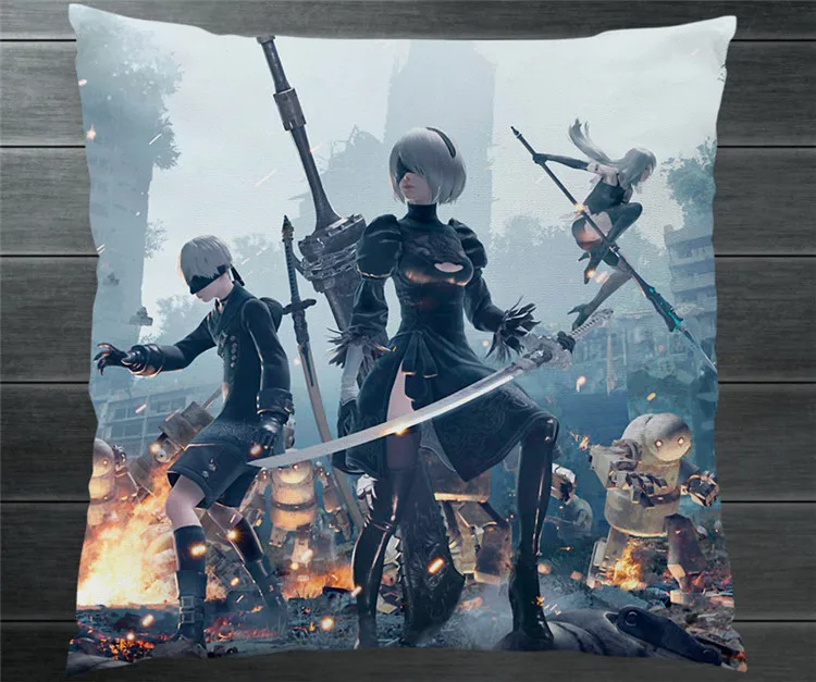Мультяшный двухсторонний чехол NieR Automata YoRHa 2B 9S 40x40 см|Костюмы аниме| |