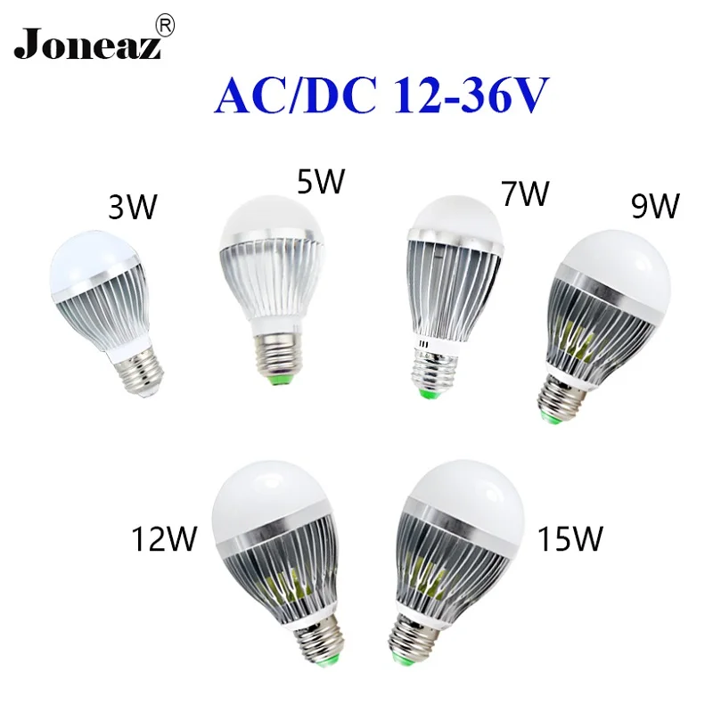 E27 B22 ac dc 12V 24V 36V Светодиодные лампы лампада 3W 5W 7W 9W 12W 15W низкое напряжение