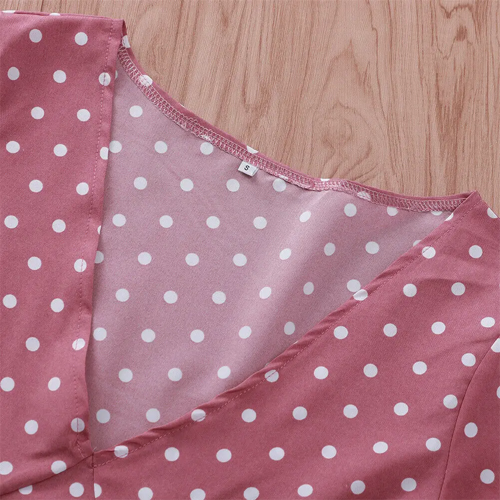 

Women Summer Dress Polka Dot Short Sleeve Boho Mini Dress Evening Party Beach Dresses Summer Sundress Holiday