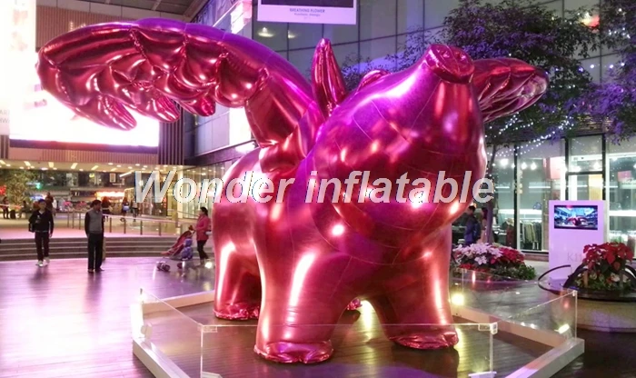 

Customized giant red shinning inflatable flying pig with wings for display