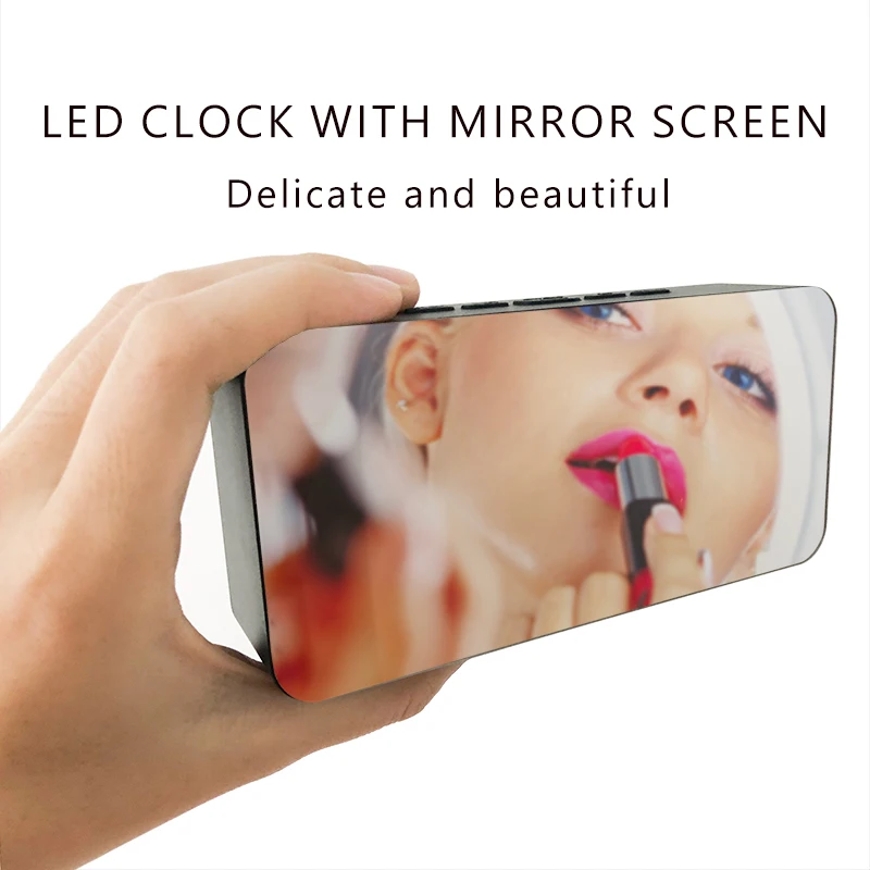 Многоцветный СВЕТОДИОДНЫЙ зеркальный будильник цифровые настольные часы с