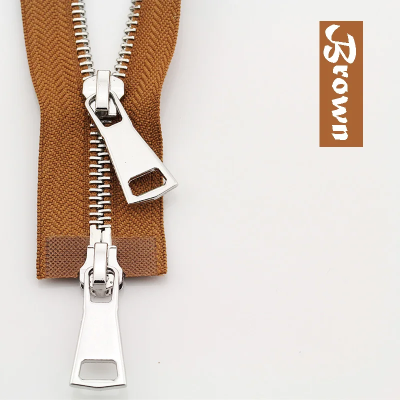 Brown 5# разъемная застежка-молния двойными собачками good Market 60/70/80/90/100/120/150 см автоматический металлический замок застежки-молнии - Цвет: Brown