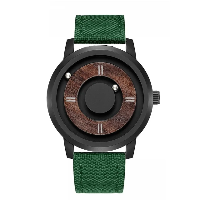 Green Canvas Strap EUTOUR, мужские часы с магнитным приводом, Топ бренд, Роскошные Кварцевые часы для женщин и мужчин, деревянные часы из нержавеющей стали, унисекс, наручные часы - Цвет: Green Canvas Strap