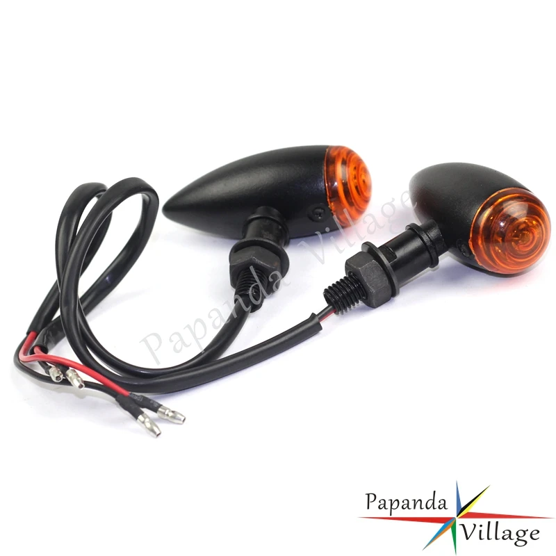 Universal Black Motorbike 12V LED Turn Signal Light Indicators Flasher Blinker Amber for Harley Custom Softail Cafe Racer |