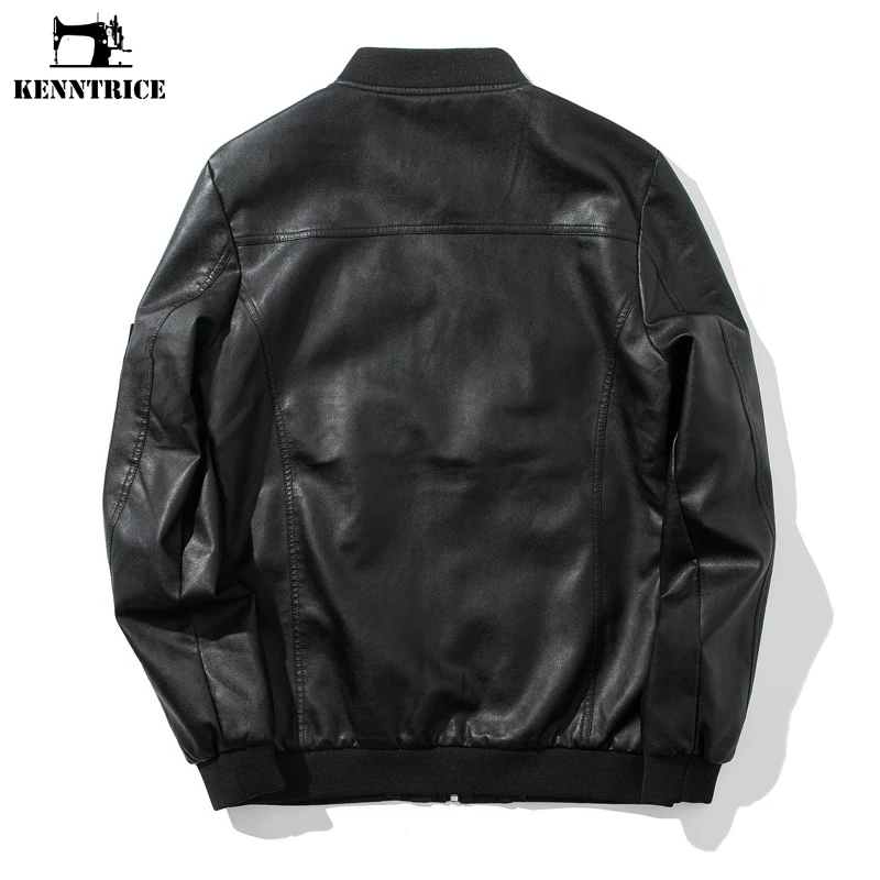 Мужская кожаная куртка-бомбер с аппликацией в стиле хип-хоп | одежда