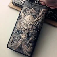 unique genuine leather wallets carving domineering dragon purses men long clutch vegetable tanned leather wallet card holder