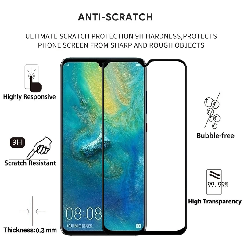 2 шт. 100% оригинальное закаленное стекло с полным покрытием для Huawei Mate 20 9H защита