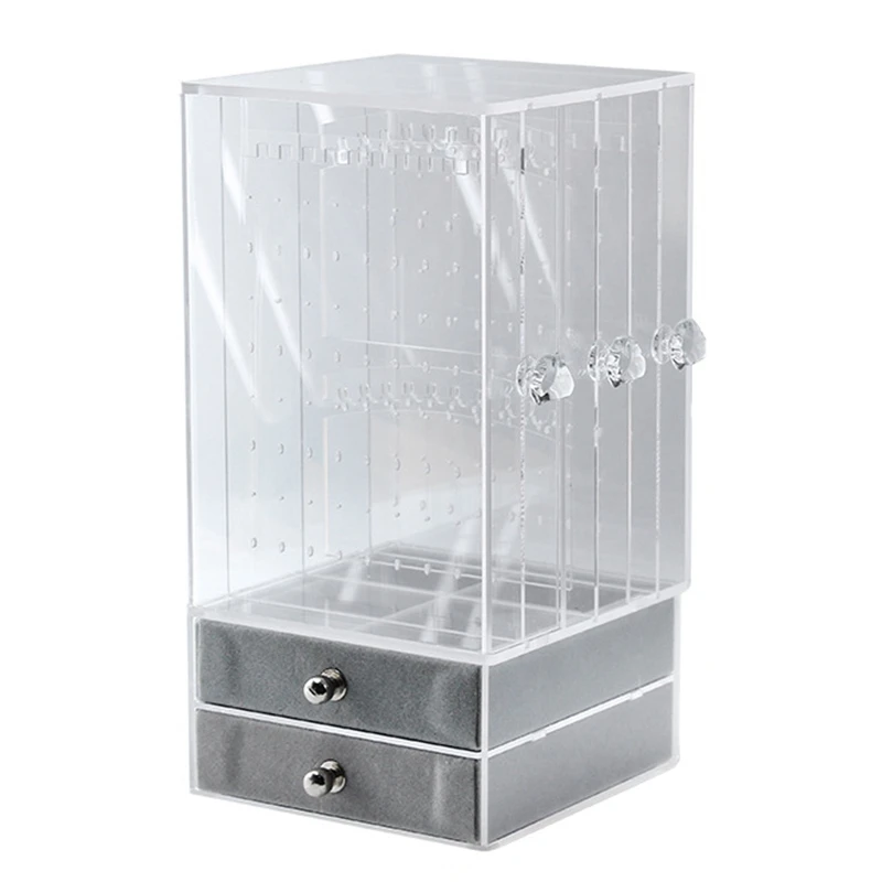 New Acrylic Jewelry Organizer Box for Necklace Display Storage Case Earrings Bracelet Hanger Decoration Girls Gift Women Makeu - Цвет: White