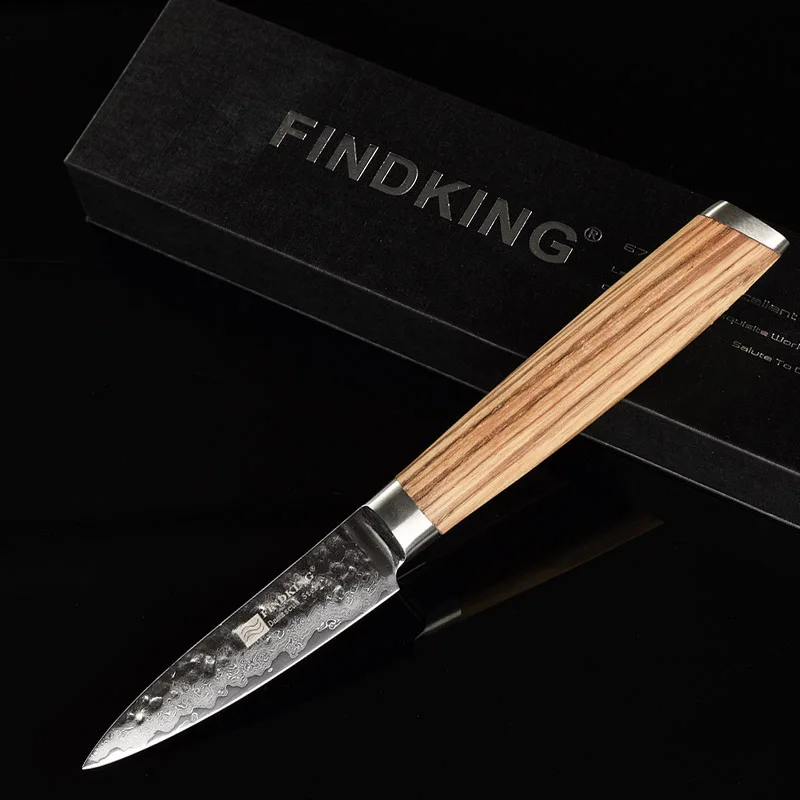 FINDKING 2017 Новый дамасский нож 3 5 дюйма фруктовый Зебра деревянные Дамасские