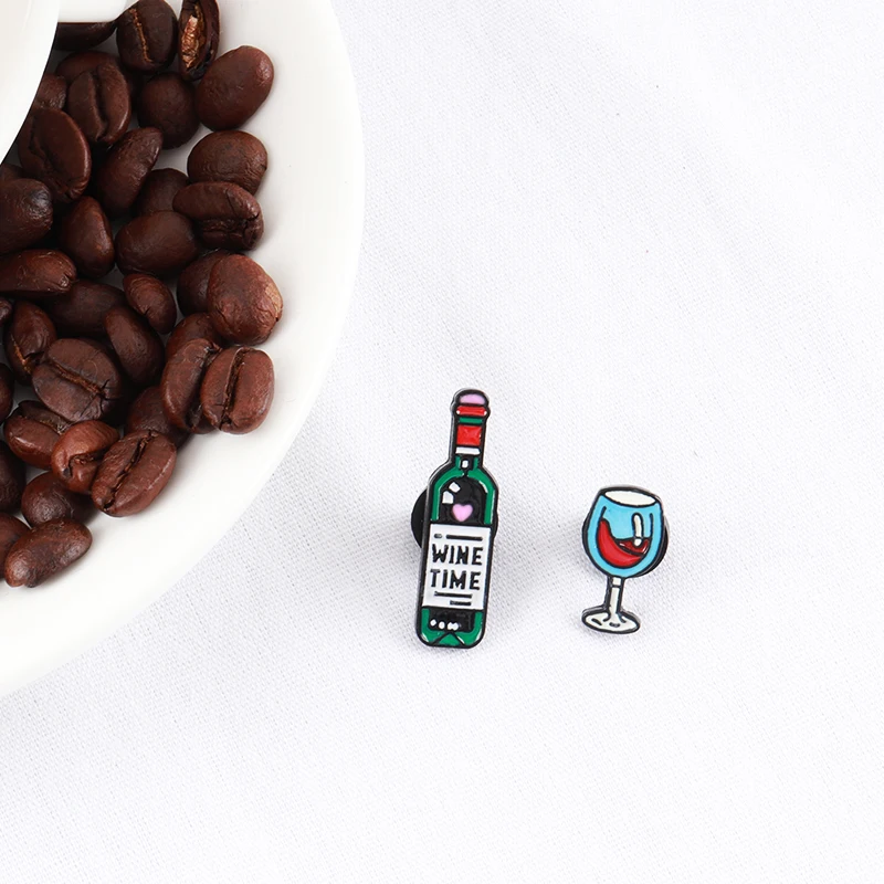 Эмалированные броши в виде бутылки и вина значки для одежды заколки лацканов