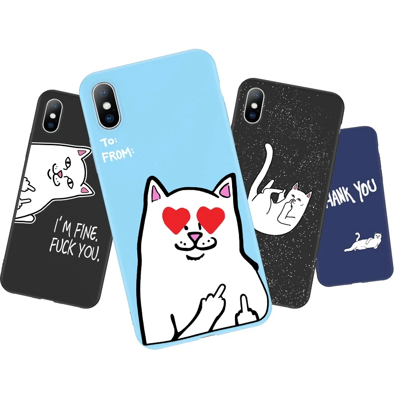 Lovebay мягкий чехол для телефона с кошкой для iphone 7 8 6 6S Plus 5 5S SE XS Max XR X мультяшный силиконовый чехол для телефона
