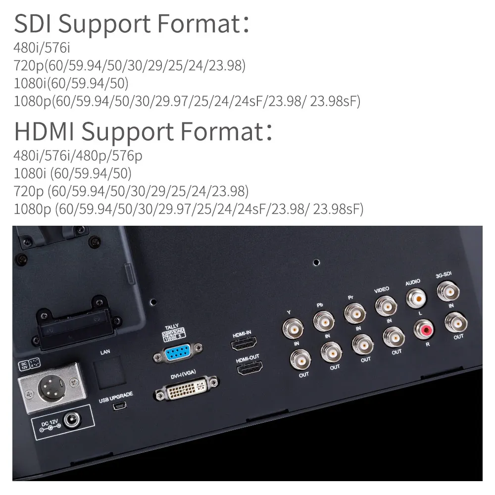 3G-SDI HDMI трансляционный монитор HD 1024x768 с AV YPbPr Peaking Focus 15-дюймовый ЖК-монитор