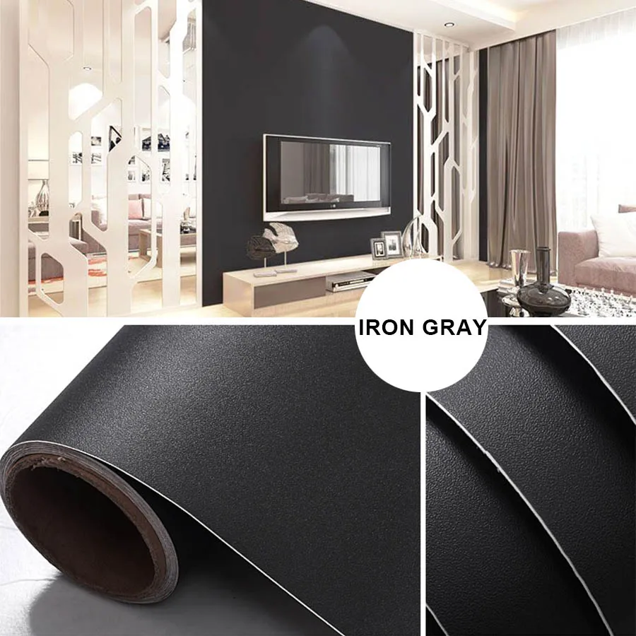 iron gray Мебель отремонтированный стикер Плакат виниловые самоклеющиеся обои для спальни фон стены сплошной цвет водонепроницаемый домашний декор - Цвет: iron gray