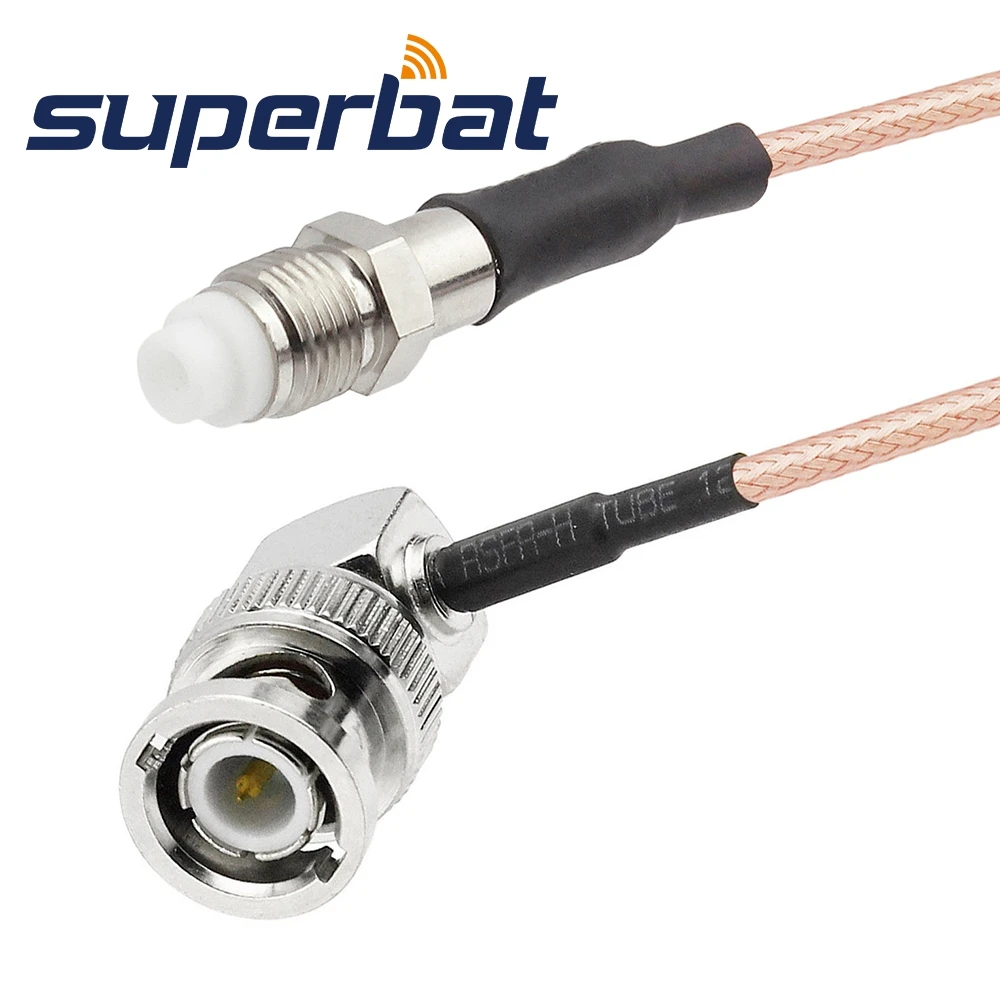 Superbat FME Female Straight to BNC Male Right Angle Pigtail Jumper Connector Cable RG316 15cm for Audio Antenna