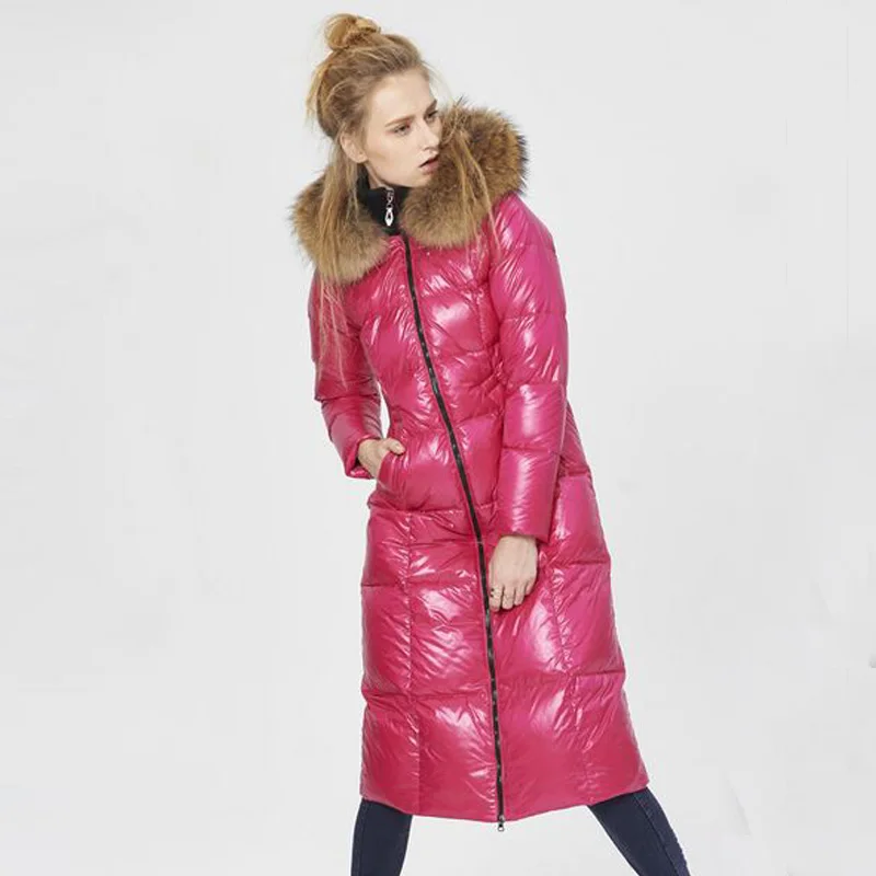 Женская парка на белом утином пуху утепленная куртка из 2018 натурального меха