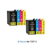 8pcs t2711 for epson ink cartridges t2711 t2712 t2713 t2714 workforce wf 7110 wf 7610 wf 7620 wf 3620 wf 3640 printer 27 xl 27xl