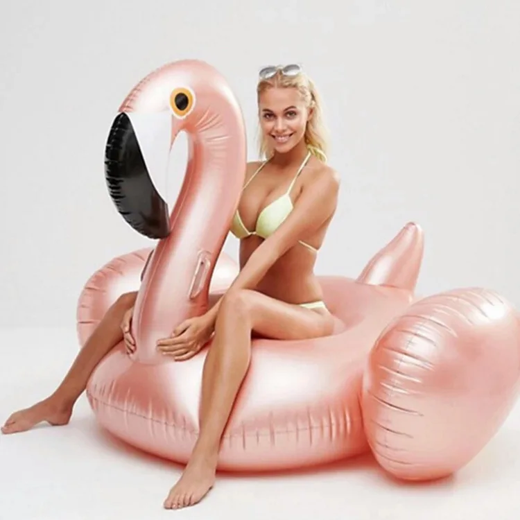 

200cm Rose Gold Giant Inflatable Flamingo Pool Float Newest Pink Ride-On Swimming Ring For Adults Summer Water Holiday Party Toy