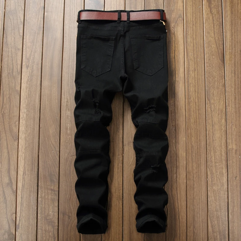Джинсы мужские зауженные в байкерском стиле рваные повседневные эластичные 40 |