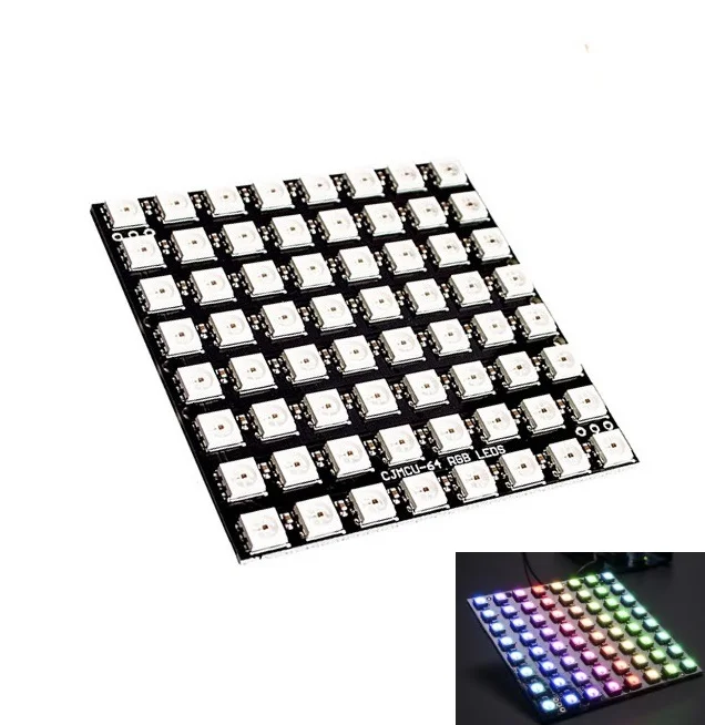 1 шт. WS2812 8x8 64 светодиодная матрица 5050 RGB полноцветный драйвер черная плата для