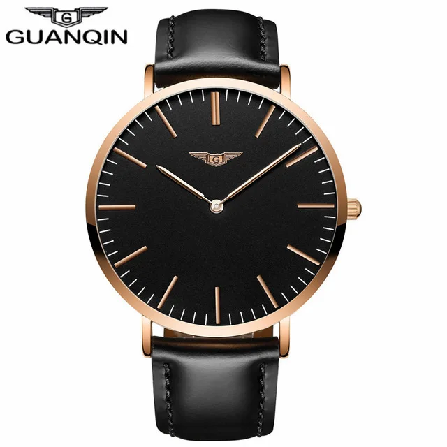 gold black BKdai GUANQIN мужские часы брендовые Роскошные Кварцевые ультра тонкие часы мужские Сетчатое обтягивающее платье из нержавеющей стали наручные часы Relogio Masculino - Цвет: gold black BKdai