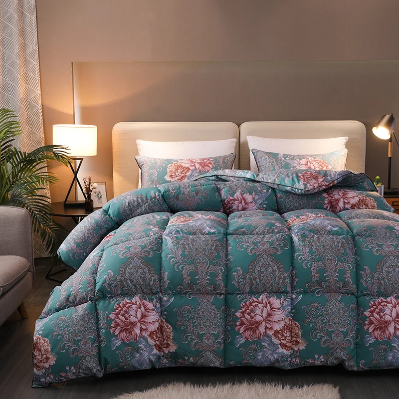 

All-Season Vintage Floral Printed Quilt Comforter Ultra Soft Plush Microfiber Fill Reversible Duvet Cover Filler Queen Twin Full