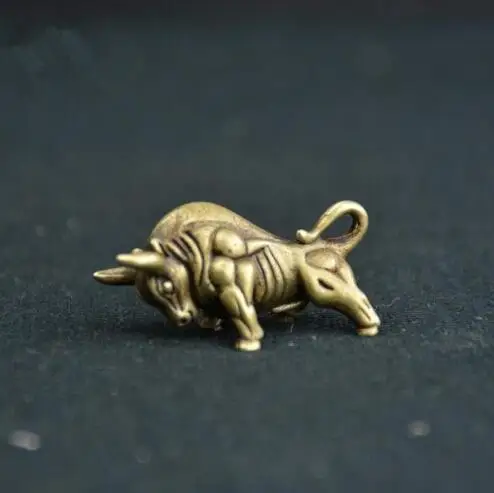 Рождественская китайская маленькая статуя из чистой латуни стена улица бык