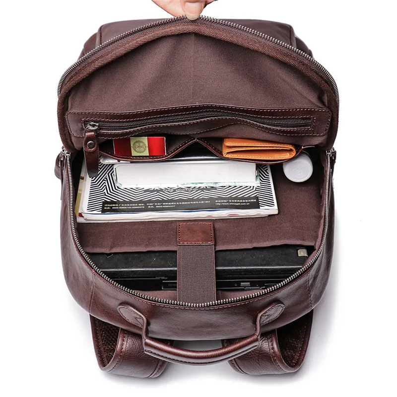 

Nesitu High Quality Vintage Coffee Vagetable Tanned Genuine Leather 14'' 15.6'' Laptop Men Women Backpacks Travel Bag M9084