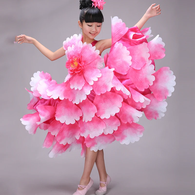 

Flamenco Dance Costume Expansion Petal Skirt Costume Spanish Flamenco Dress Dance Performance Wear Clothes For Girsl Kids DL2888