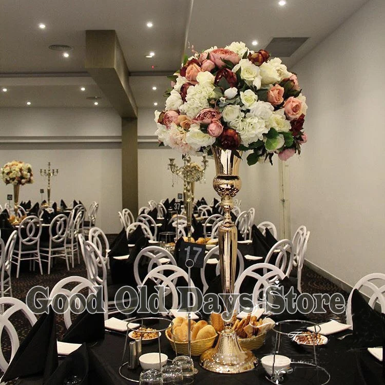 

98cm Tall Gold or silver Metal Flower Vase Table Centerpiece For Wedding decoration 10pcs/lot