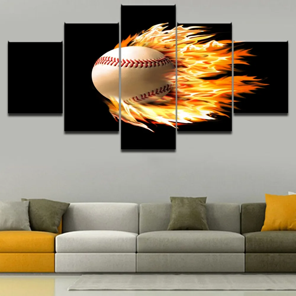 Современный холщовый настенный интерьер 5 шт. абстрактный постер пламя теннис