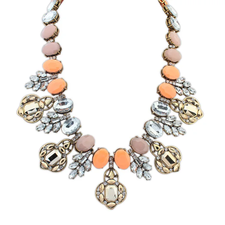 Big Brand Fashion Imitation Gemstone Rhinestone Choker Necklace Clavicle Chain Exaggerated Women's Jewelry Bijoux Collier | Украшения и