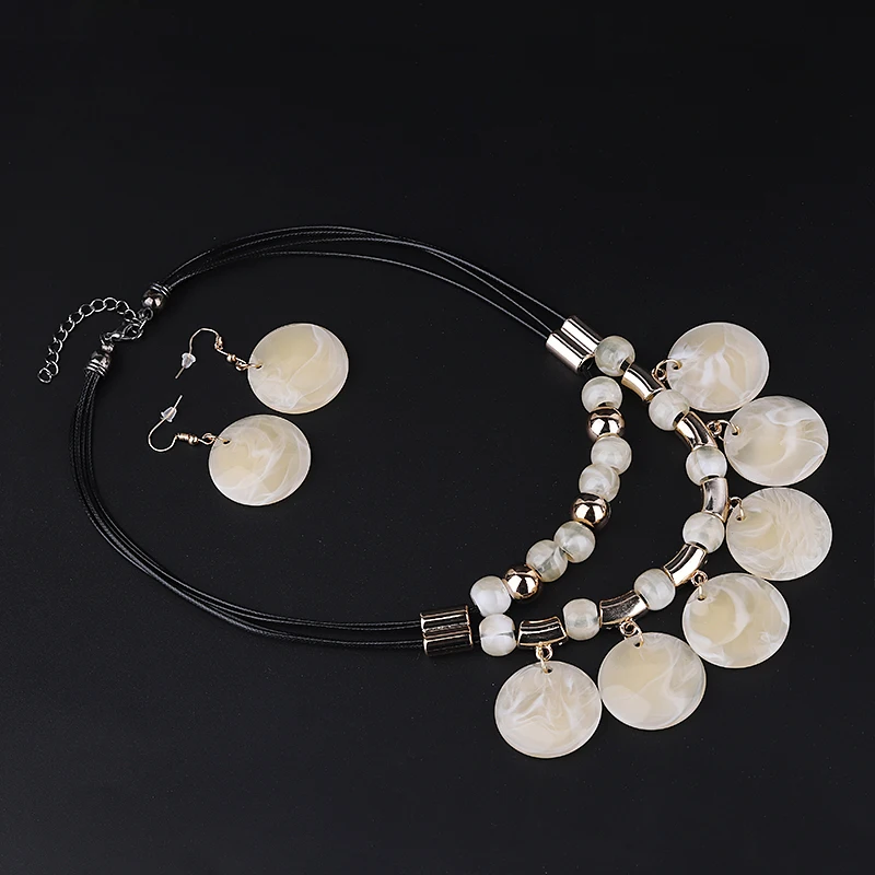 Guvivi, винтажные массивные Ювелирные наборы для женщин, большой бисер, Круглый Кулон, воротник, ожерелья, серьги, свадебные ювелирные изделия Ne+ EA
