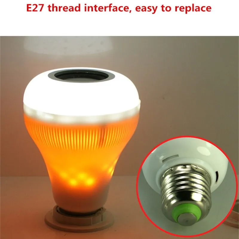 Беспроводная Bluetooth колонка лампочка с эффектом пламени E27 RGB умные светодиодные