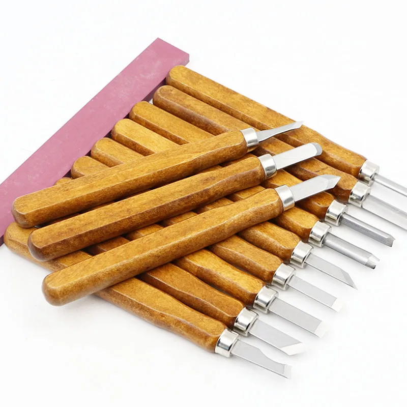 12 шт. профессиональный ручной нож стамески и шлифовальный камень набор