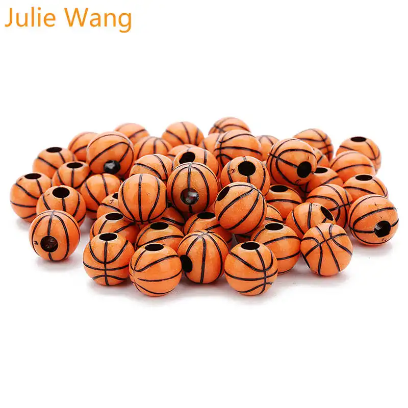 Julie Wang 50 шт. 12 мм акриловые Круглые бусины для баскетбола волейбола браслета