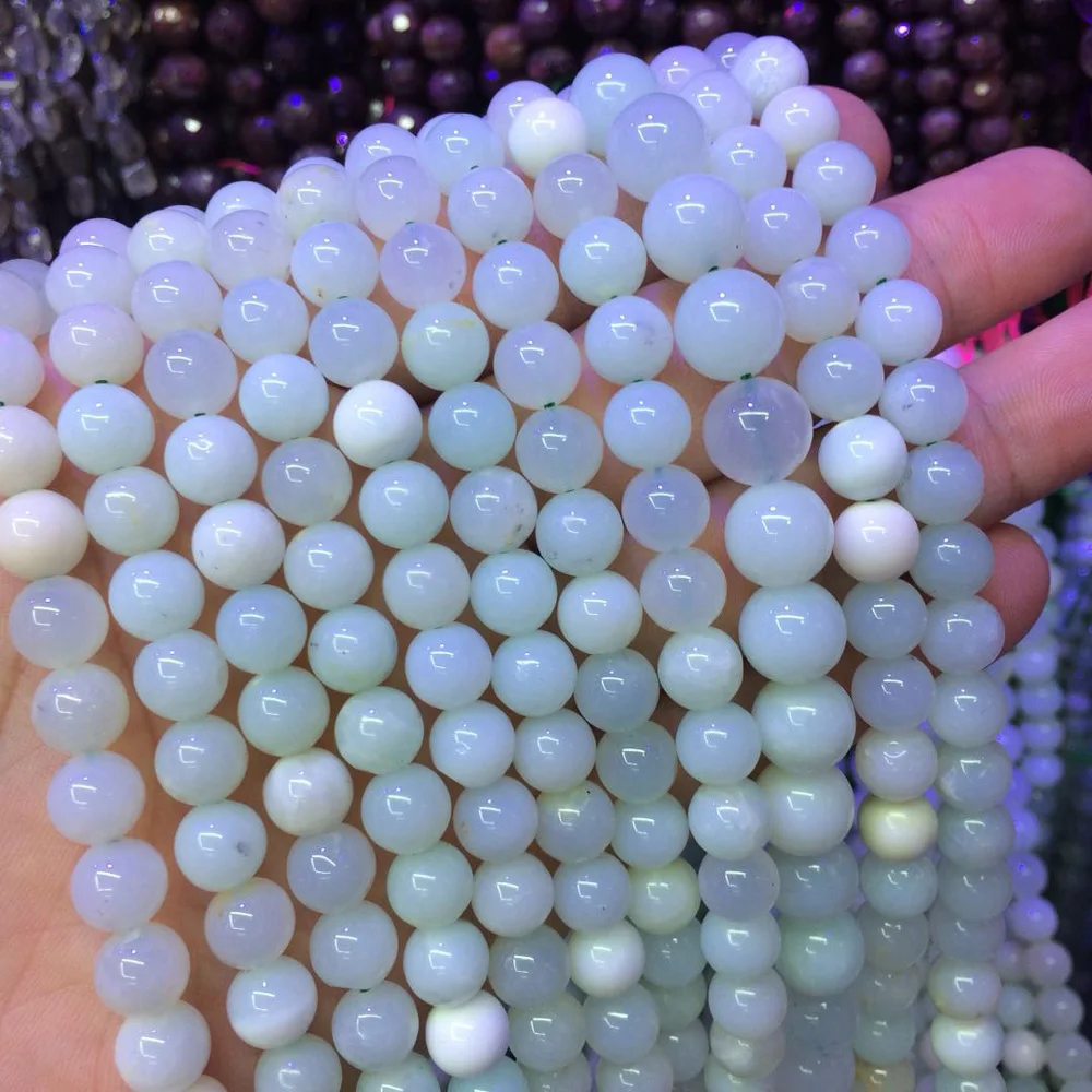 

round green opal stone beads natural gemstone beads DIY loose beads for bracelet necklace making strand 15" wholesale !