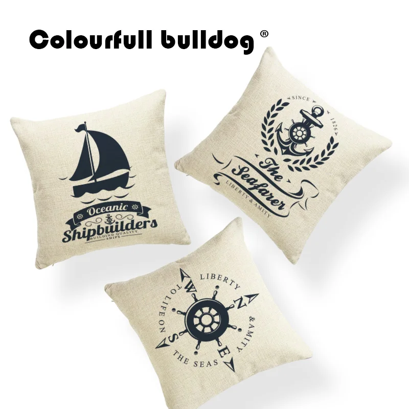 

Nautical Series Sea Decorative Cushion Covers Holiday Anchor Cases Pillows Homeware Ocean Sailboat Compass Throw Pillow 45X45Cm